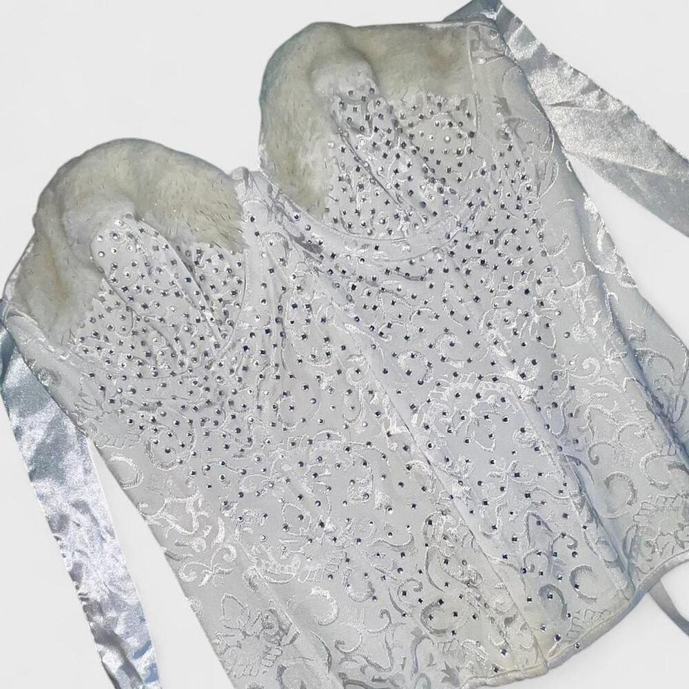 Fredericks of Hollywood White Rhinestone Embellished Overbust Corset - Size M